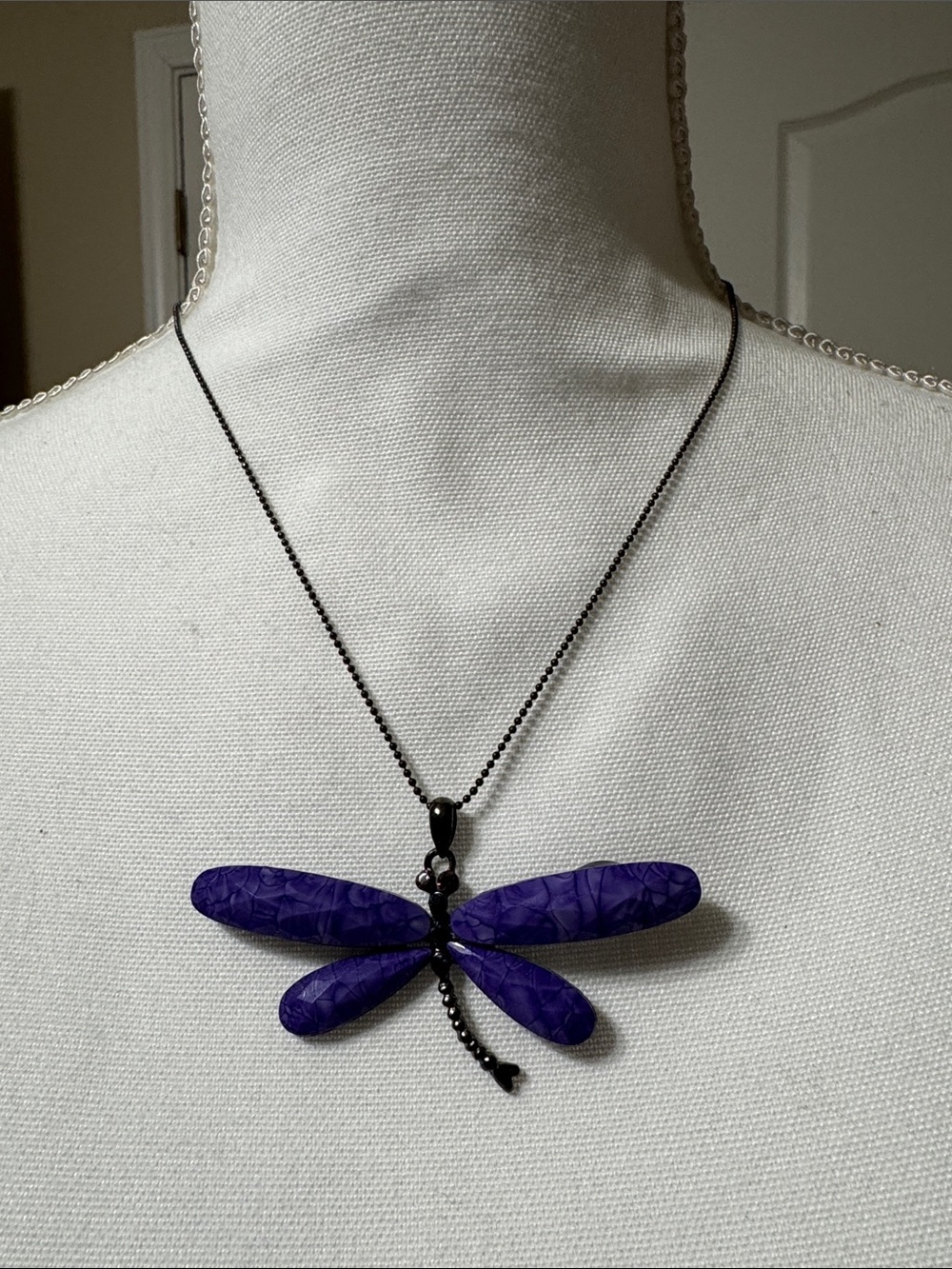 Purple Dragonfly Pendant Necklace